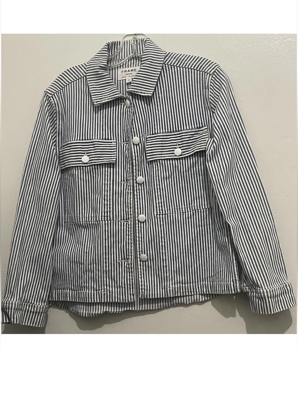 Frame Engineer Stripe  Shirt Jacket Blue White Side split Size XS